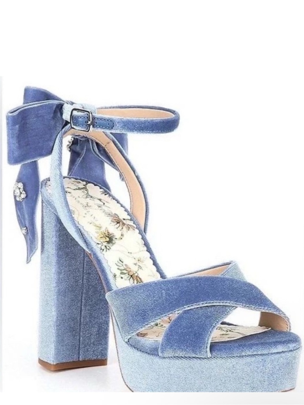 Antonio Melani x Nicola Bathie Lila Platform Heels Bow Back in Peace Blue size 6